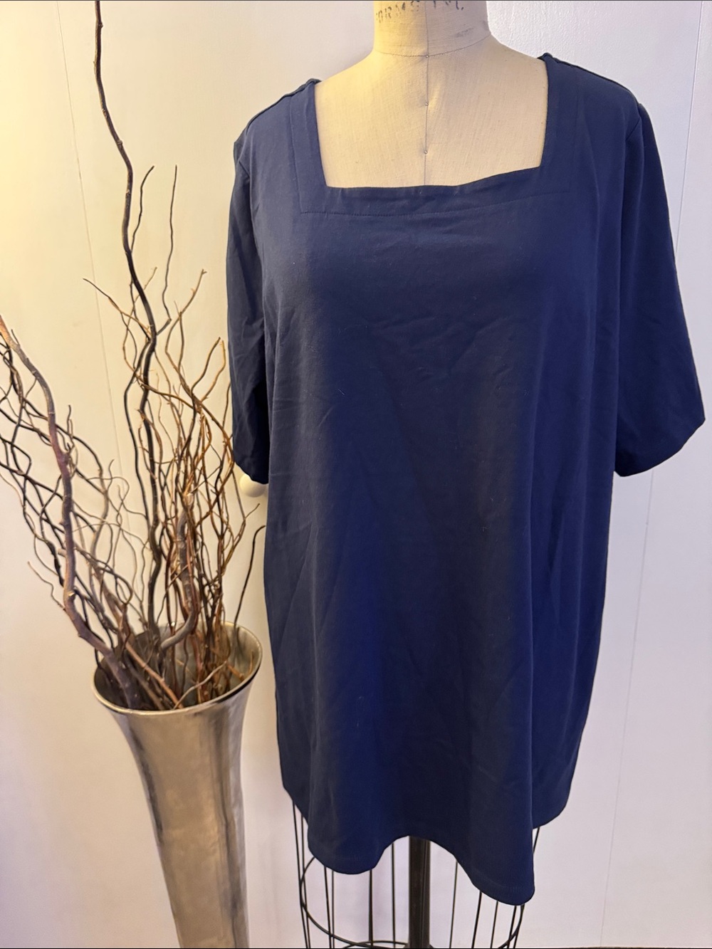 Classic Navy Square-Neck Women’s Top